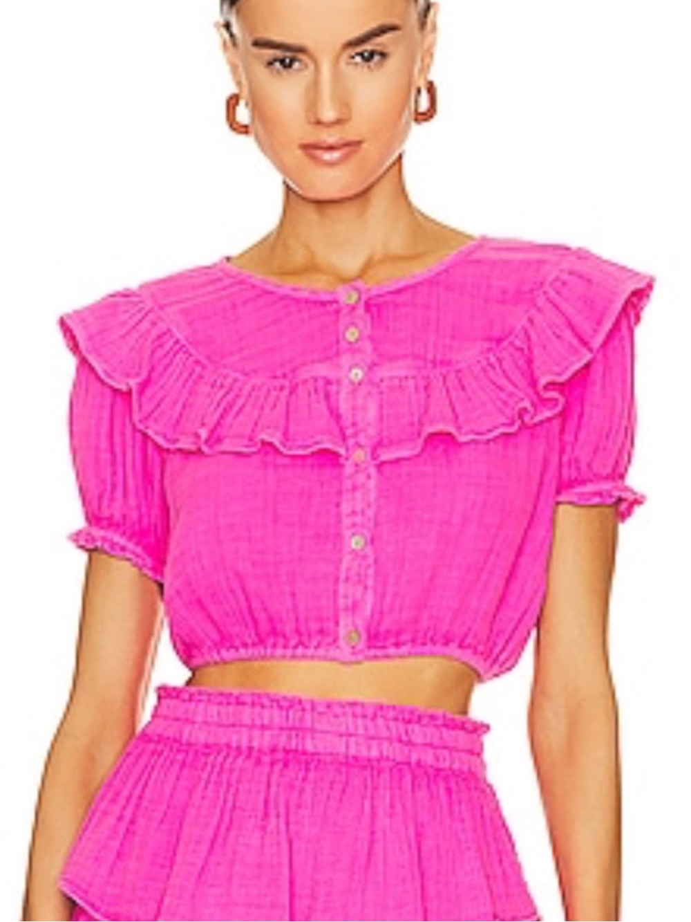 Love Shack Fancy Elania pink crop top